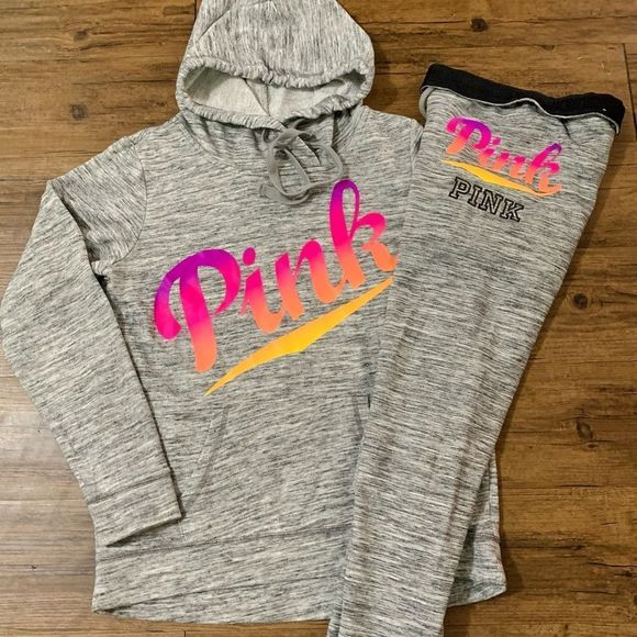 PINK VS OMBRÉ SIGNATURE HOODIE/JOGGER PANTS OUTFIT S - Picture 2 of 13